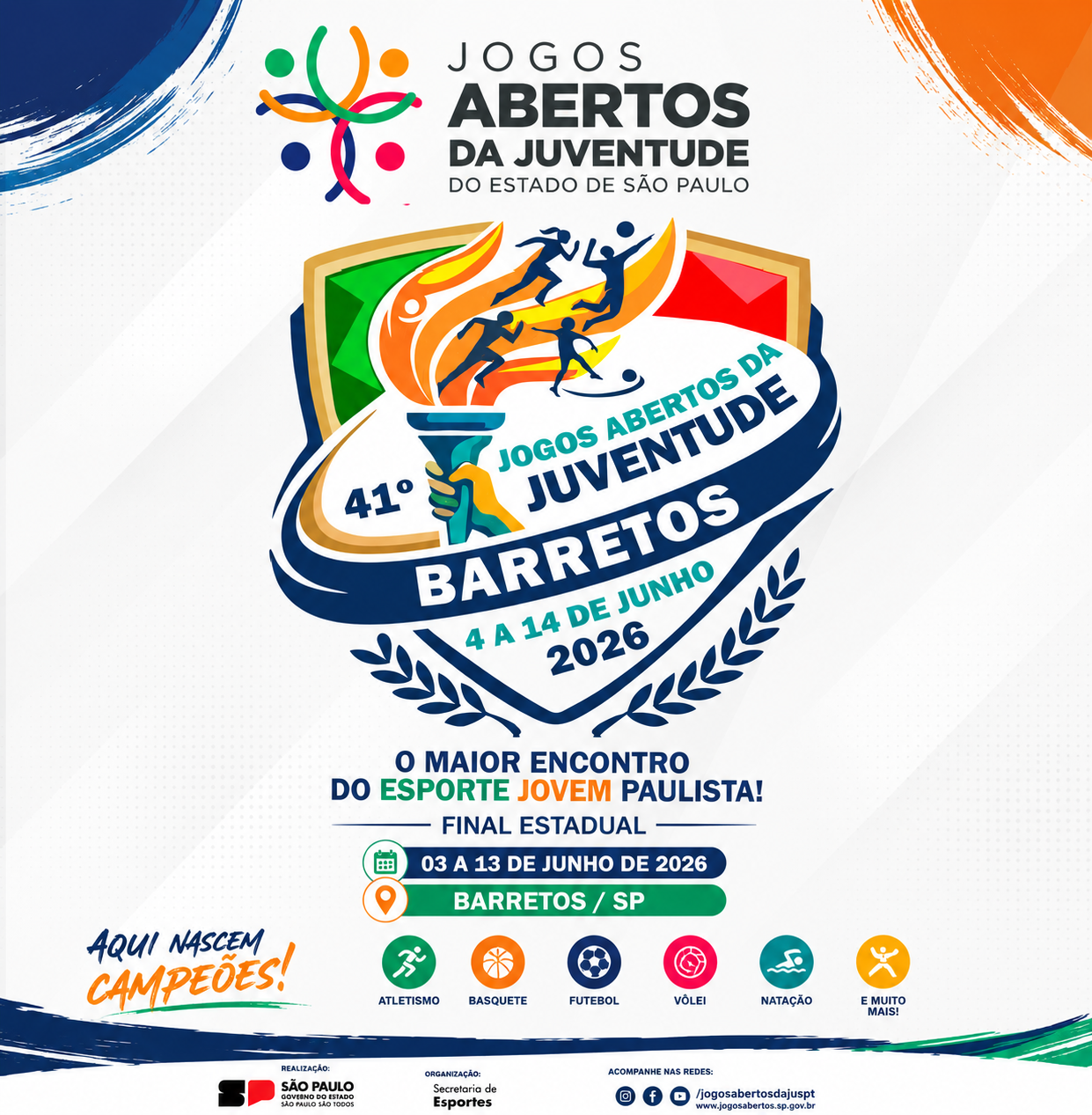 Flyer do Evento - 2026 - 41º Jogos Abertos da Juventude - Barretos
