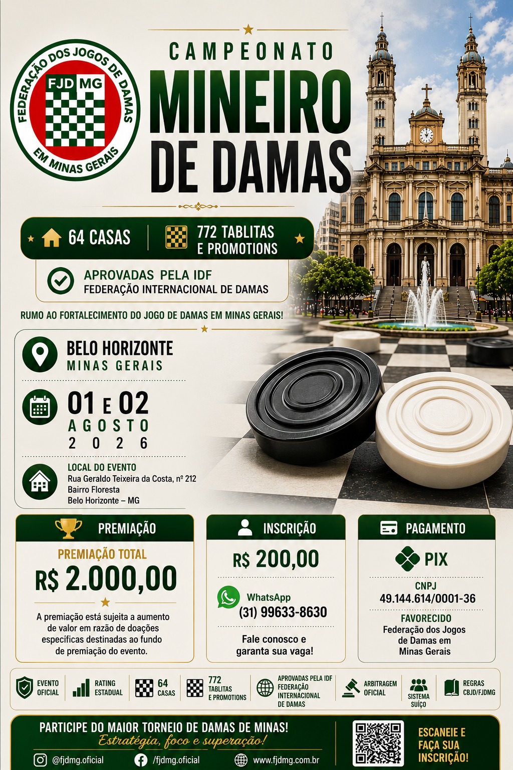 Flyer do Evento - CAMPEONATO MINEIRO DE DAMAS DO ANO 2026