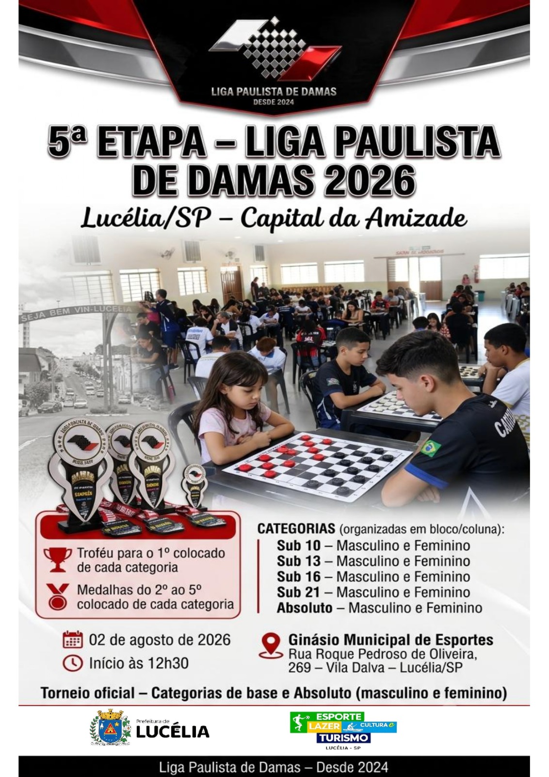 Flyer do Evento - V Etapa Liga Paulista de Damas - Lucélia