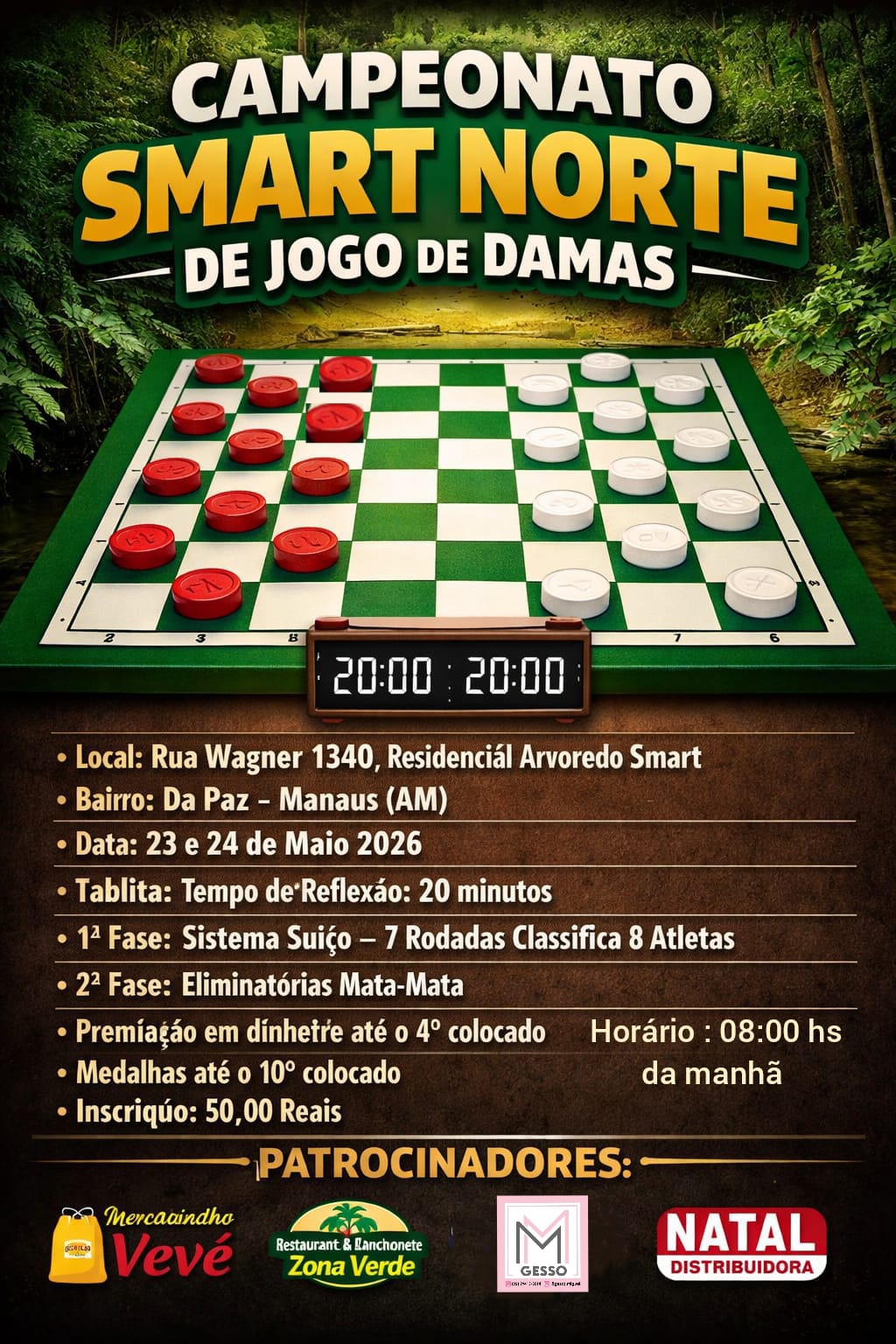 Flyer do Evento - Campeonato Smart Norte de Jogo de Damas