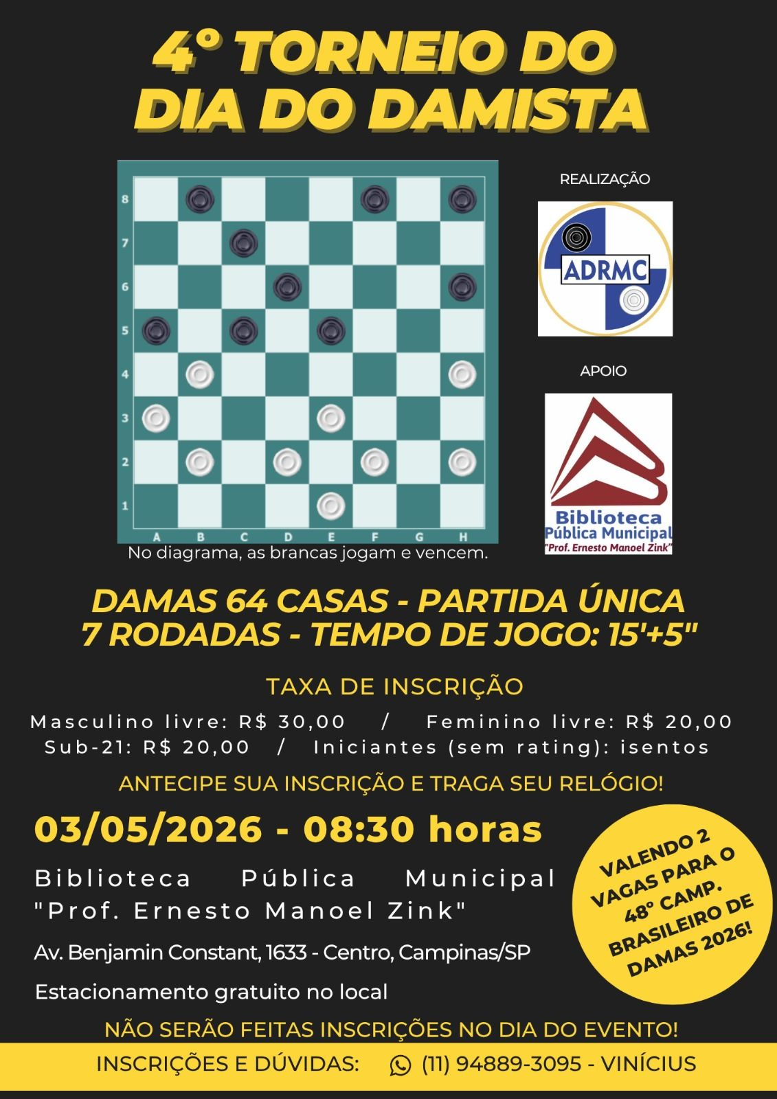 Flyer do Evento - 4º Torneio do Dia do Damista